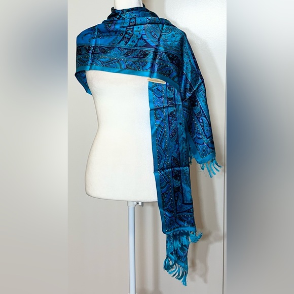 Women’s Kalanjali 100% Pure Silk Multicolor Blue NWT - Picture 11 of 11